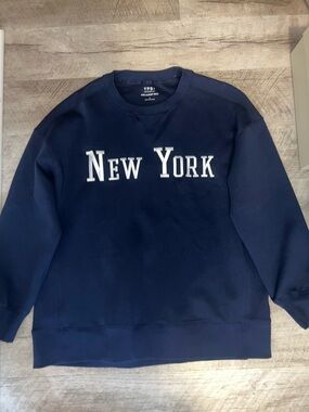 YPB Navy New York Embroidered Crewneck Sweatshirt